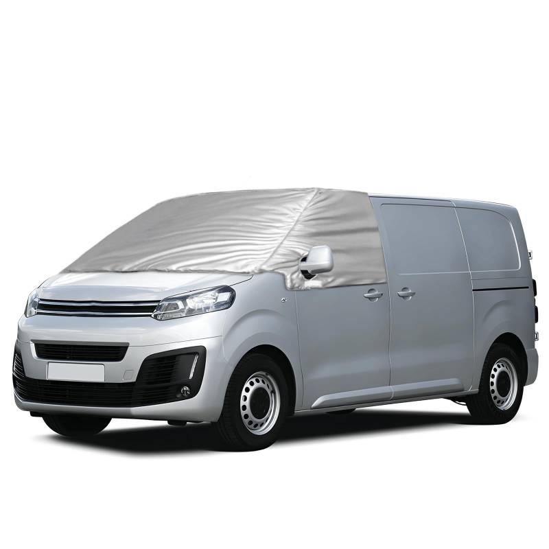 Opaltool Externe Thermo Scheibenabdeckung für Citroen Jumpy Opel Vivaro 2016-2024, Luxus Silber Wrap Windschutzscheibenabdeckung, Frontscheibenabdeckung Winter Sommer Scheibenfrostschutz Abdeckung von Opaltool