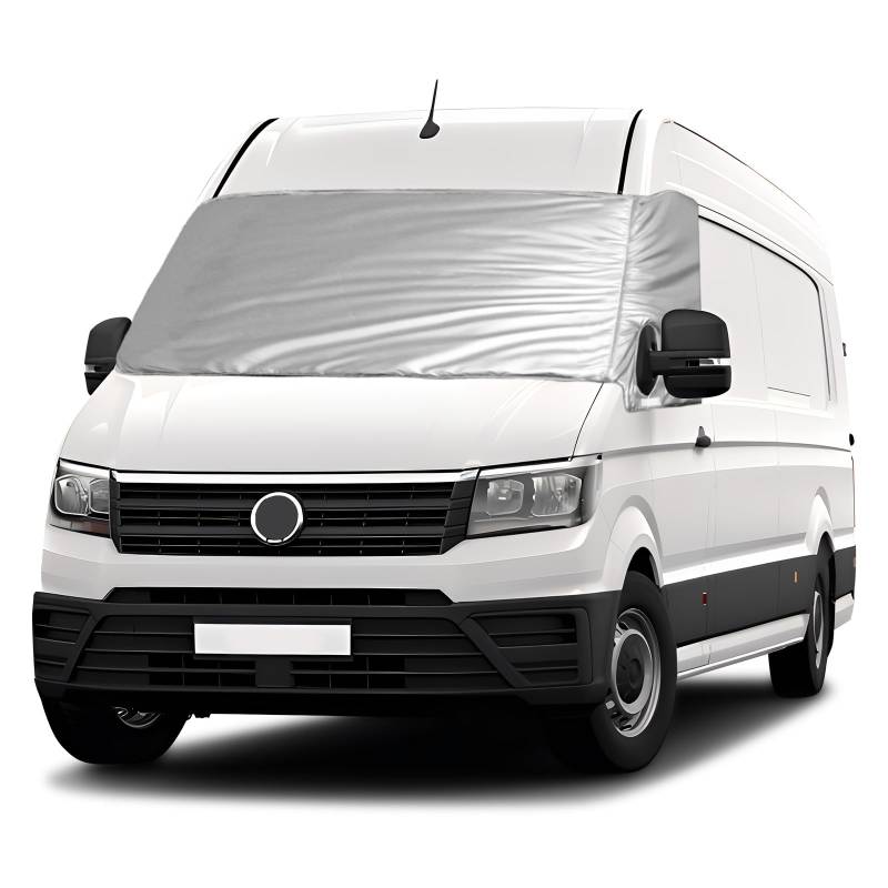 Opaltool Externe Thermo Scheibenabdeckung passend für 2018-2024 VW Crafter, Luxus Silber Wrap Windschutzscheibenabdeckung,Faltbare Frontscheibenabdeckung Winter Sommer Scheibenfrostschutz Abdeckung von Opaltool