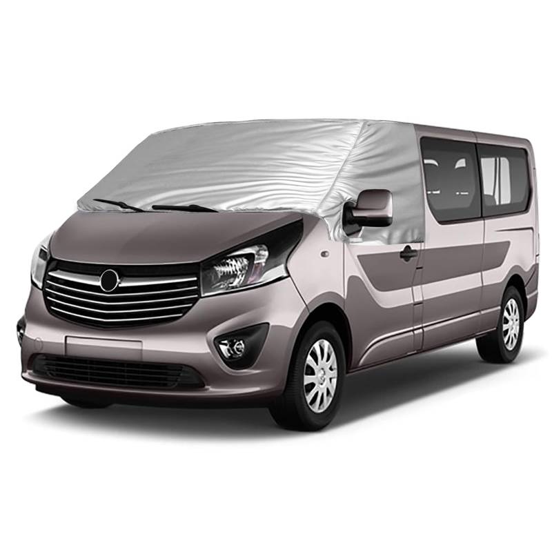 Opaltool Externe Thermo Scheibenabdeckung für Opel Vivaro Renault Trafic FIAT Talento NV300 2014-2023, Luxus Silber Wrap, Faltbare Frontscheibenabdeckung Winter Sommer Scheibenfrostschutz Abdeckung von Opaltool