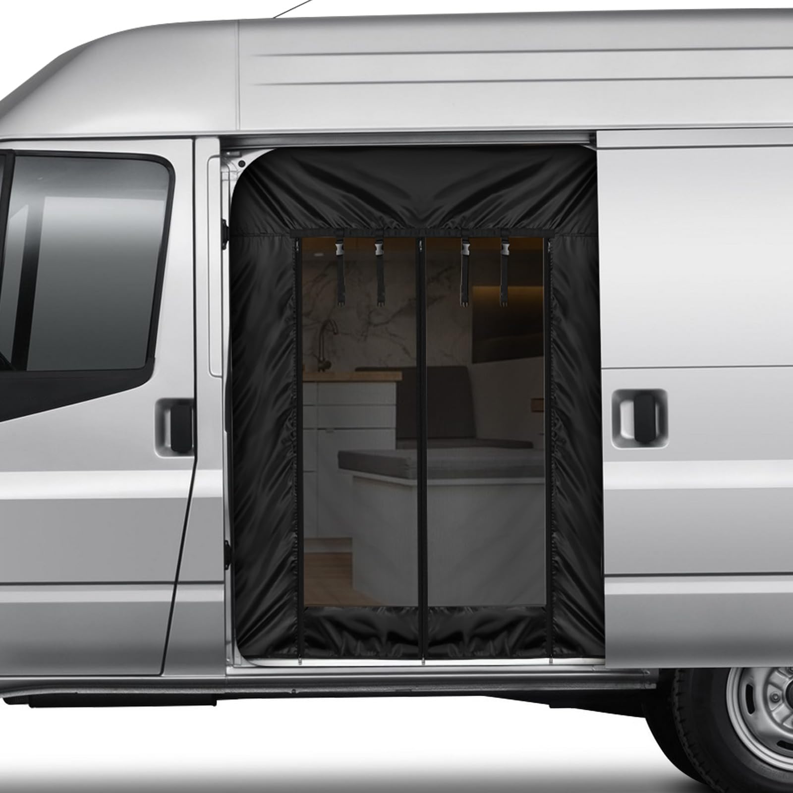 Opaltool Auto Insektennetz für Ford Transit MK8 MK9 H2 H3 2014-2024, Seitentür Moskitonetz mit Druckknöpfen und Mitte Reißverschluss, Fliegengitter Moskitonetz für Outdoor Camping von Opaltool