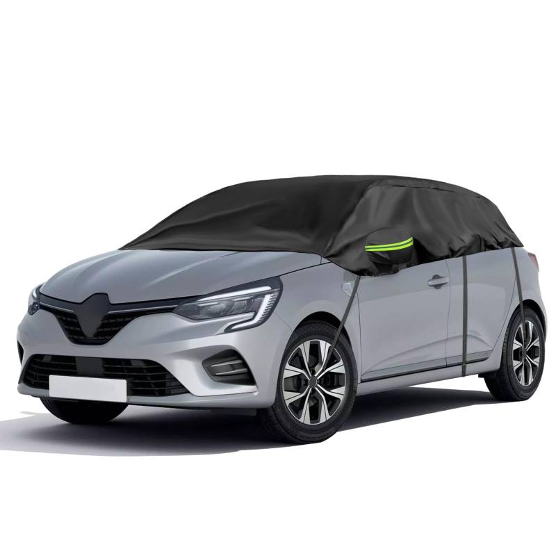 Opaltool Halbgarage für Hatchback 2005-2023 Renault Clio, Schwarz Maßgeschneidertes Autogarage Softtop Halbabdeckung mit Verstellbaren Haken und Ohrkappen von Opaltool