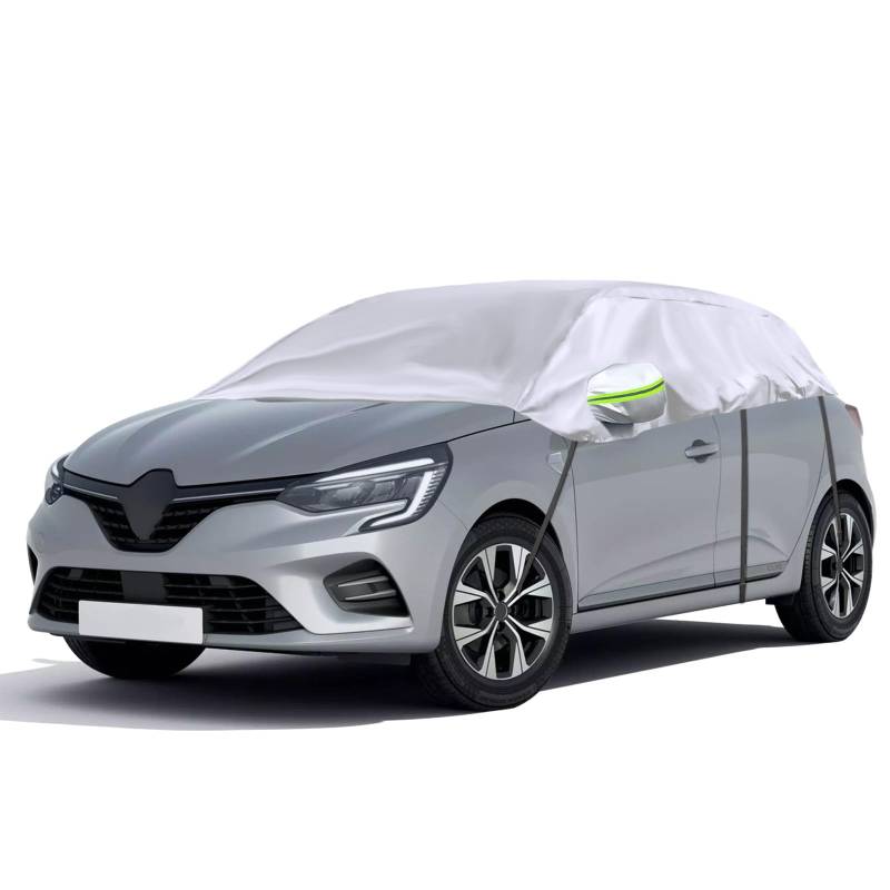 Opaltool Halbgarage für Hatchback 2005-2023 Renault Clio, Silber Maßgeschneidertes Autogarage Softtop Halbabdeckung mit Verstellbaren Haken und Ohrkappen von Opaltool