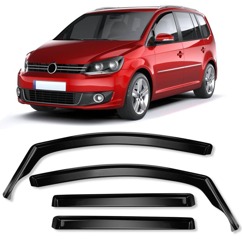 Opaltool Windabweiser Schwarz Kompatibel mit VW Touran 2003-2015, 4pcs Regenschutz zum Aufkleben für Fenster, Windabweiser Fensterscheiben für Autos von Opaltool