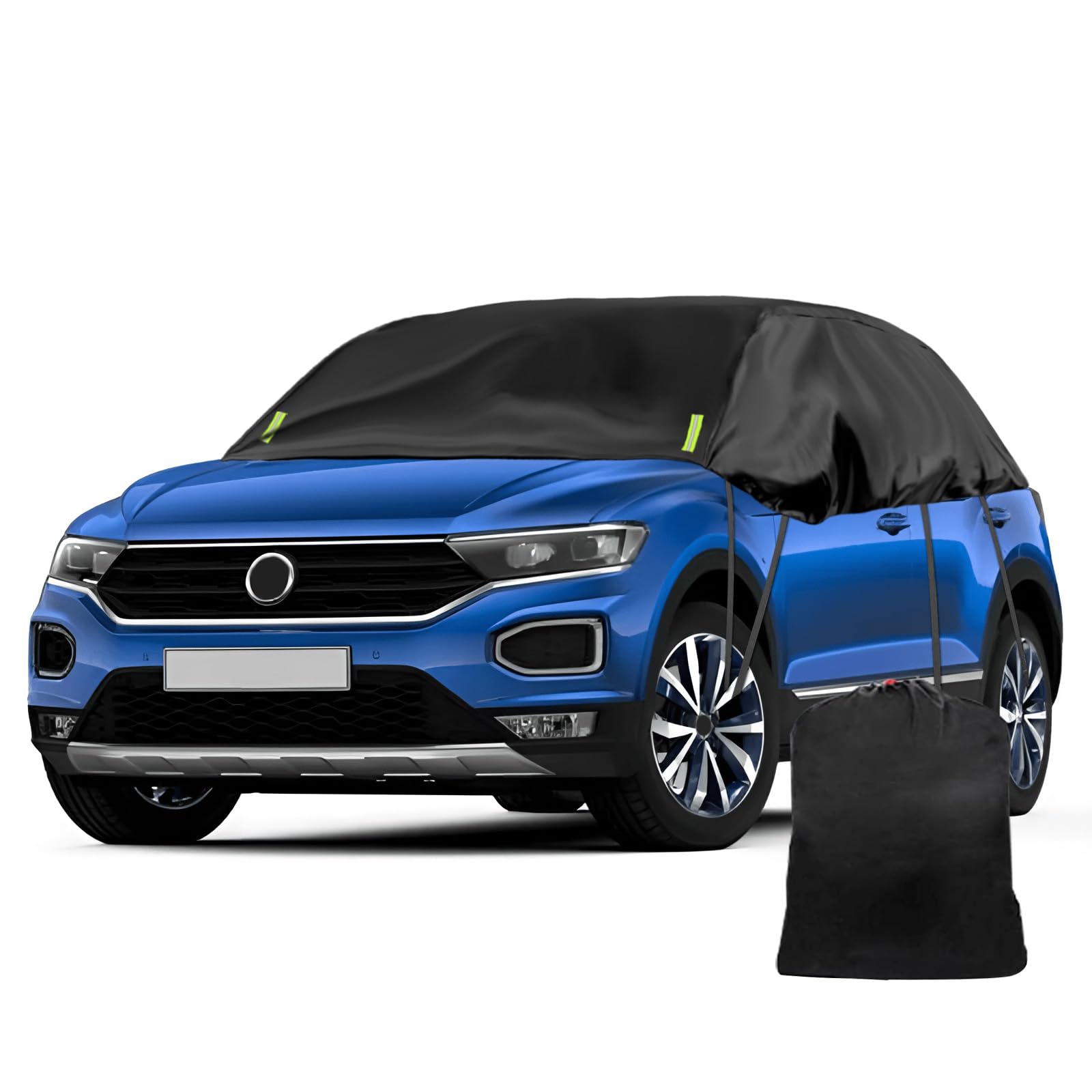 Schwarzes Halbgarage für 2017-2023 VW T-ROC, Maßgeschneidertes Autogarage Softtop Halbabdeckung vor Frost, Schnee und Sonne von Opaltool