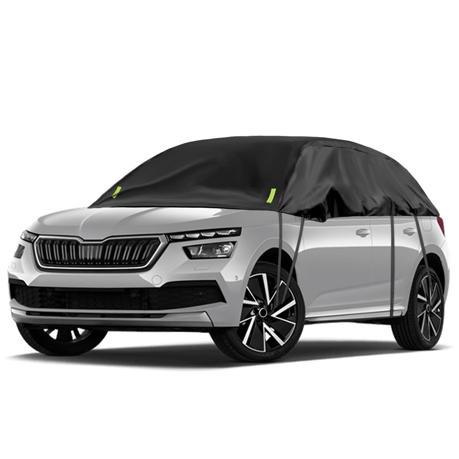 Schwarzes Halbgarage für 2019-2023 Skoda Kamiq, Maßgeschneidertes Autogarage Softtop Halbabdeckung vor Frost, Schnee und Sonne von Opaltool