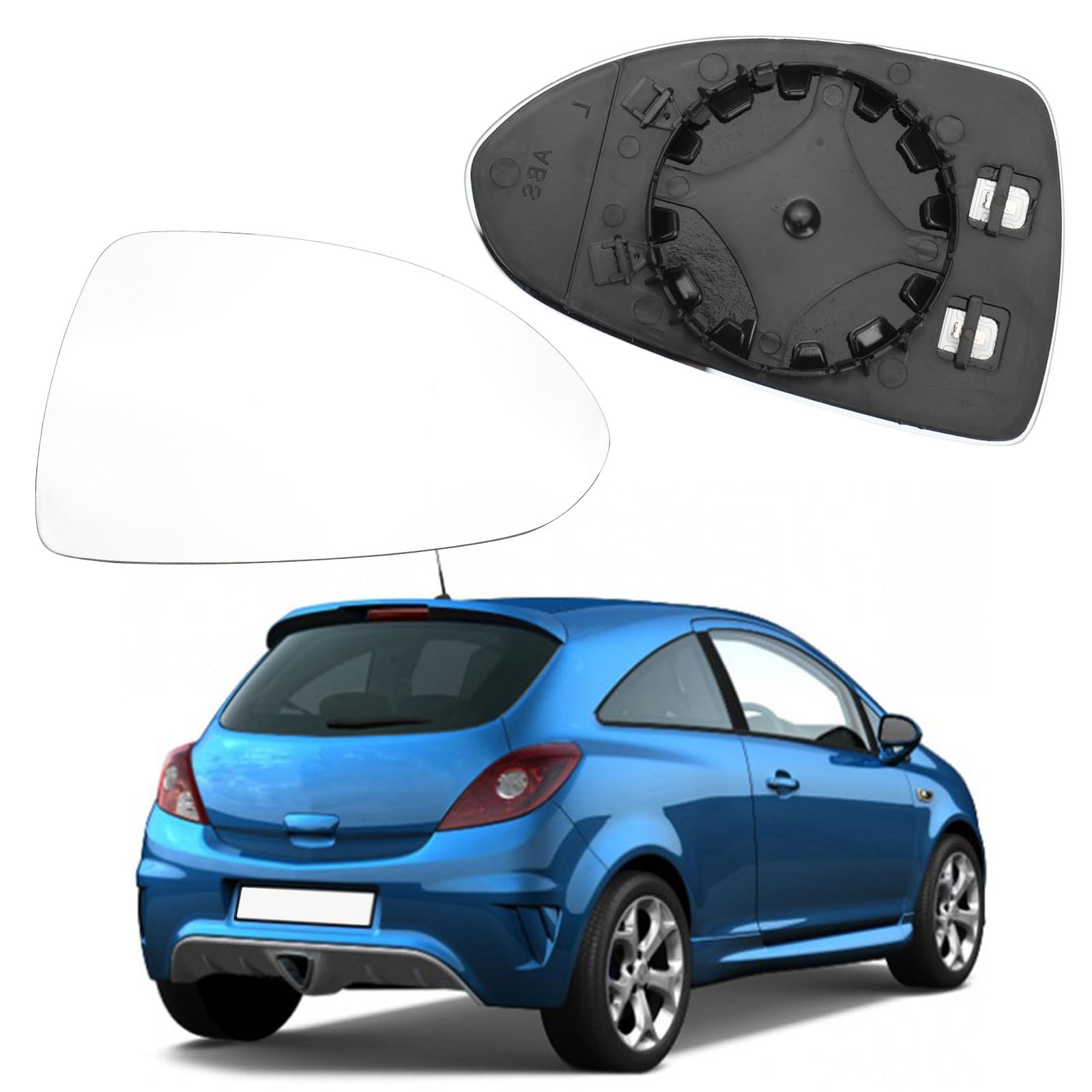 Opaltool Spiegelglas Heizbar Rechte Spiegelglas für Außenspiegel Glas Asphärisch Kompatibel mit Opel Corsa D E 2006-2014, Corsa E 2014-2019 von Opaltool