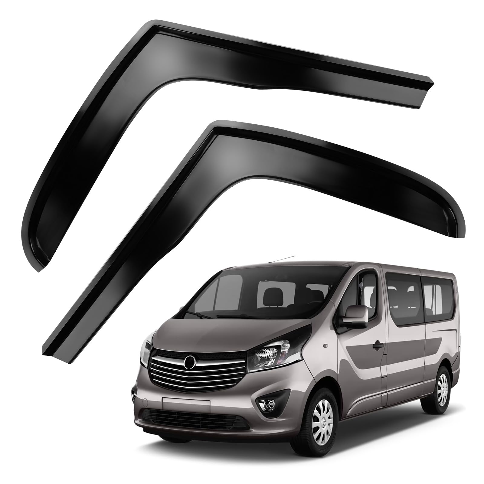 Windabweiser Schwarz Kompatibel mit Renault Trafic 2014-2024, 1 Paar Regenschutz zum Aufkleben für Fenster, Windabweiser Fensterscheiben für Autos von Opaltool