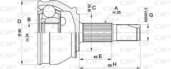 Gelenksatz, Antriebswelle Vorderachse radseitig Open Parts CVJ5183.10 von Open Parts