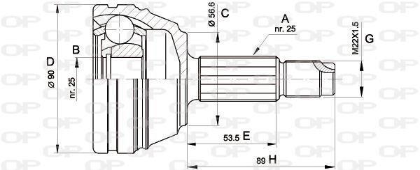 Gelenksatz, Antriebswelle Vorderachse radseitig Open Parts CVJ5198.10 von Open Parts