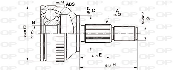 Gelenksatz, Antriebswelle Vorderachse radseitig Open Parts CVJ5200.10 von Open Parts