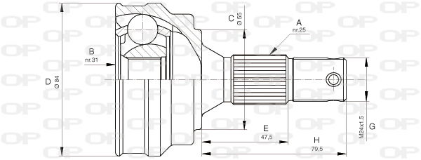 Gelenksatz, Antriebswelle Vorderachse radseitig Open Parts CVJ5253.10 von Open Parts