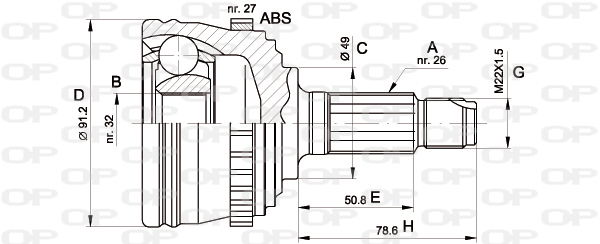 Gelenksatz, Antriebswelle Vorderachse radseitig Open Parts CVJ5264.10 von Open Parts