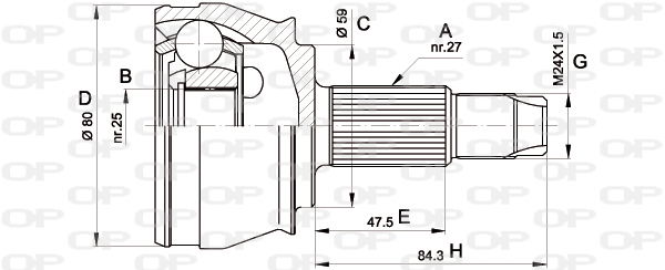 Gelenksatz, Antriebswelle Vorderachse radseitig Open Parts CVJ5292.10 von Open Parts