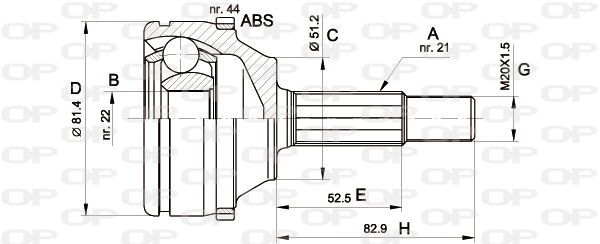 Gelenksatz, Antriebswelle Vorderachse radseitig Open Parts CVJ5306.10 von Open Parts