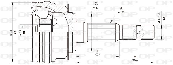 Gelenksatz, Antriebswelle Vorderachse radseitig Open Parts CVJ5307.10 von Open Parts