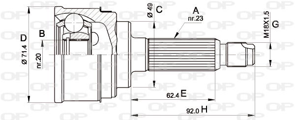 Gelenksatz, Antriebswelle Vorderachse radseitig Open Parts CVJ5349.10 von Open Parts