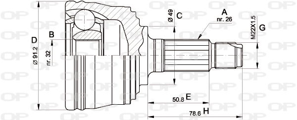 Gelenksatz, Antriebswelle Vorderachse radseitig Open Parts CVJ5353.10 von Open Parts