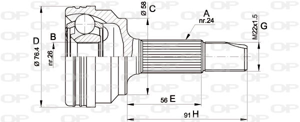 Gelenksatz, Antriebswelle Vorderachse radseitig Open Parts CVJ5379.10 von Open Parts