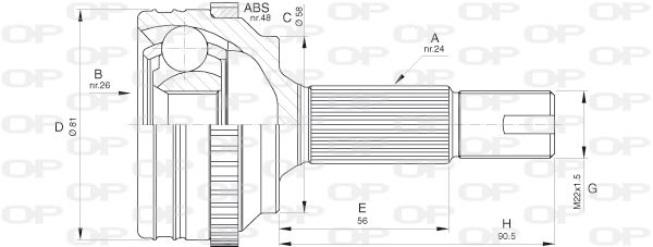 Gelenksatz, Antriebswelle Vorderachse radseitig Open Parts CVJ5533.10 von Open Parts