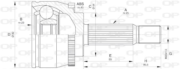 Gelenksatz, Antriebswelle Vorderachse radseitig Open Parts CVJ5601.10 von Open Parts