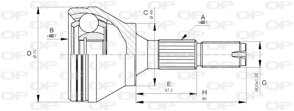 Gelenksatz, Antriebswelle Vorderachse radseitig Open Parts CVJ5677.10 von Open Parts