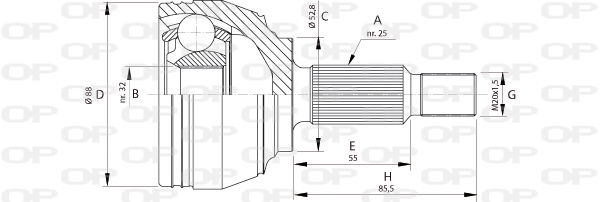 Gelenksatz, Antriebswelle Vorderachse radseitig Open Parts CVJ5697.10 von Open Parts