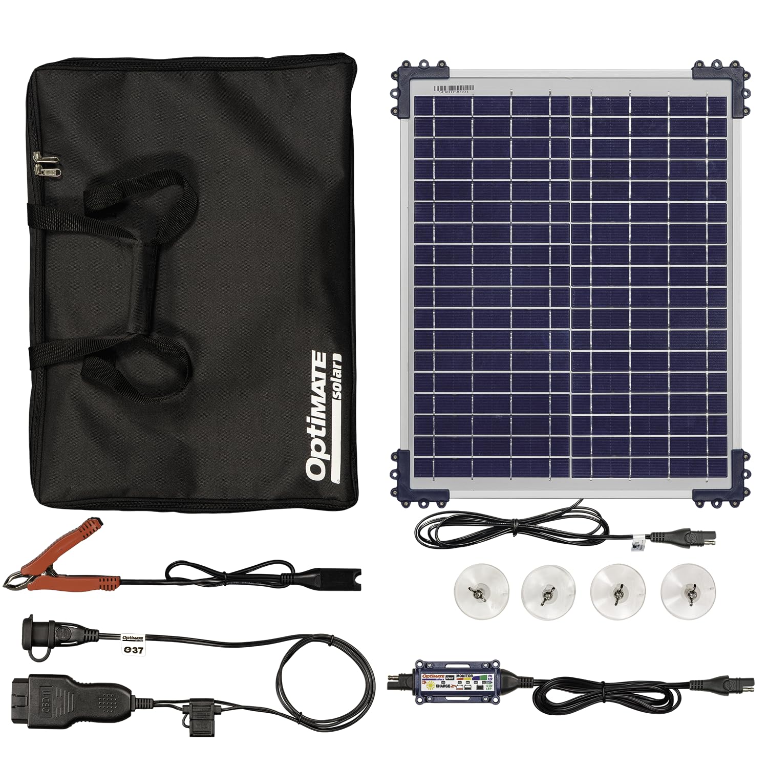 OptiMate TM522-D2CK Car Kit - 12V solarbetriebenes Lade- und Wartungsgerät zur Wartung Einer 12V-Batterie über den OBDII-Anschluss des Fahrzeugs. von Optimate