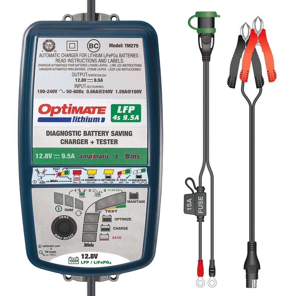 OptiMate TecMate Lithium 4s 9.5A, TM274, 10-stufiges gekapseltes batterieschonendes 12.8V 9.5A Lade- & Wartungsgerät von Optimate