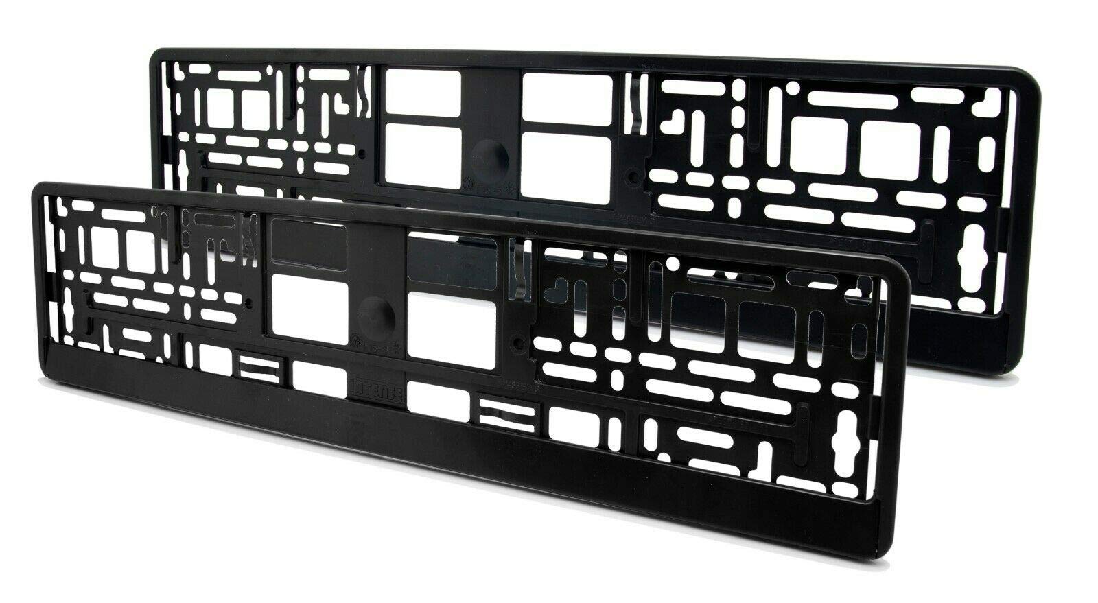 OptimumParts24 2 Kennzeichenhalter KHP_4 schwarz matt mit befestigung ohne werbung Dezent 52,5cm x 13cm nicht für Österreich oder Schweiz von OptimumParts24