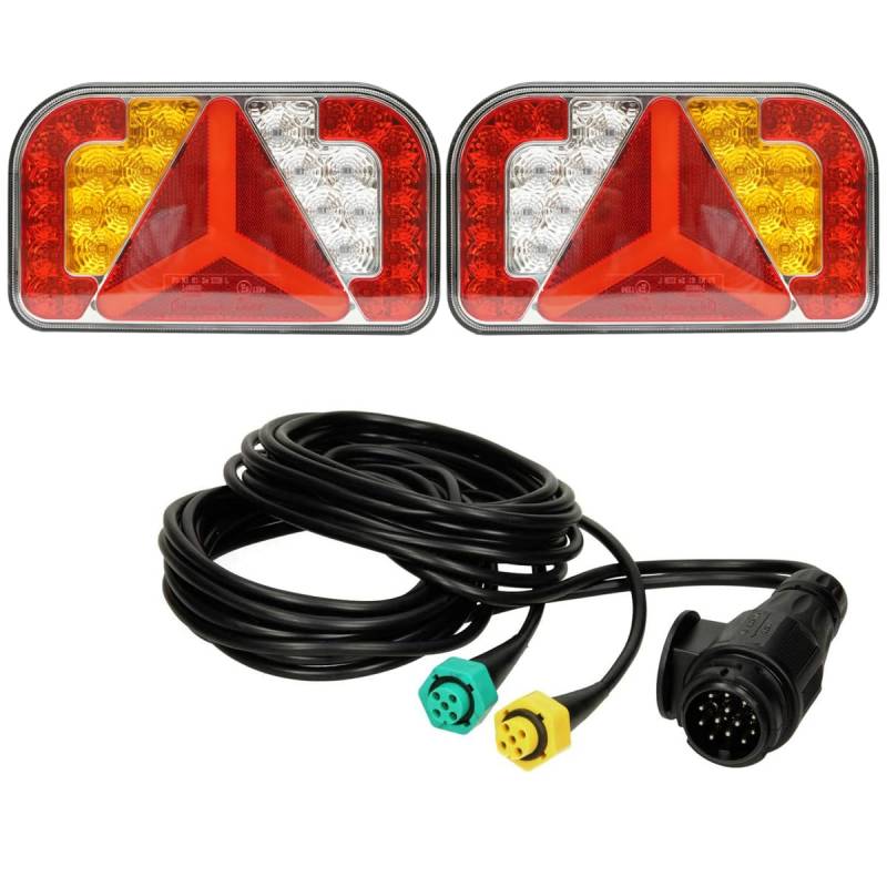 Optizium Rückleuchten Set LED für Anhänger - 12 V - E9-zertifiziert - 13 poliger Stecker - 5 m Kabel - Bajonetanschluss - Anhängerbeleuchtung Rücklicht von Optizium