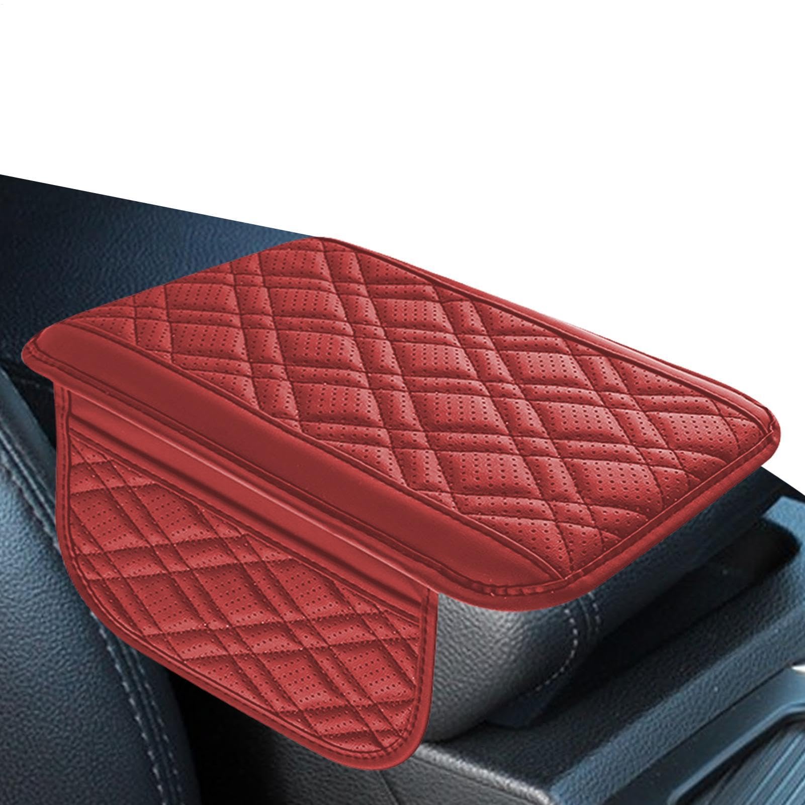 Car Center Console Cover, Leather Armrest Cover Cushion, Multifunctional Console Cover, Console Cover with Storage, Car Armrest Cushion, Console Cover with Side Bag, Leather Console Cushion von Opvonxeh