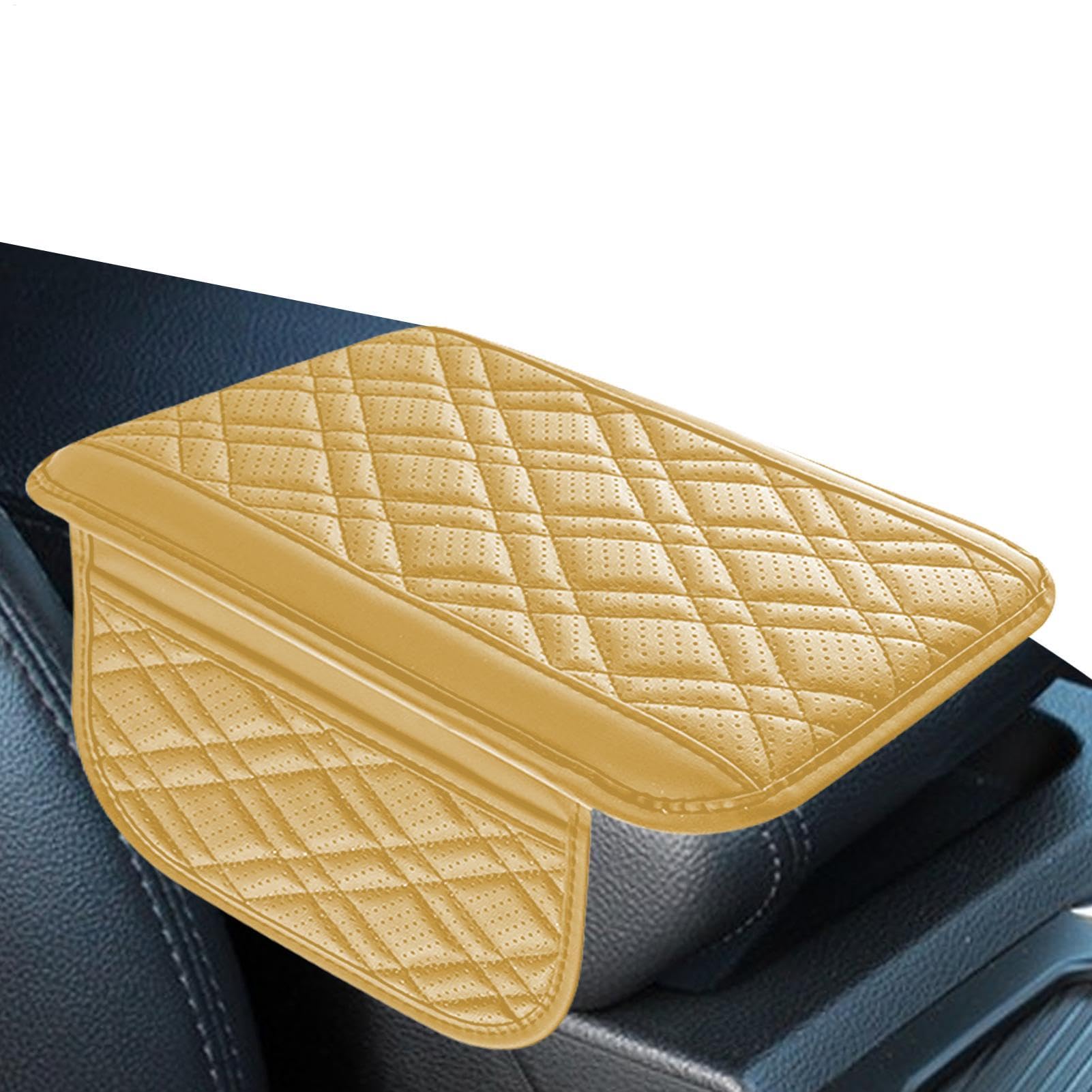 Car Center Console Cover, Leather Armrest Cover Cushion, Multifunctional Console Cover, Console Cover with Storage, Car Armrest Cushion, Console Cover with Side Bag, Leather Console Cushion von Opvonxeh