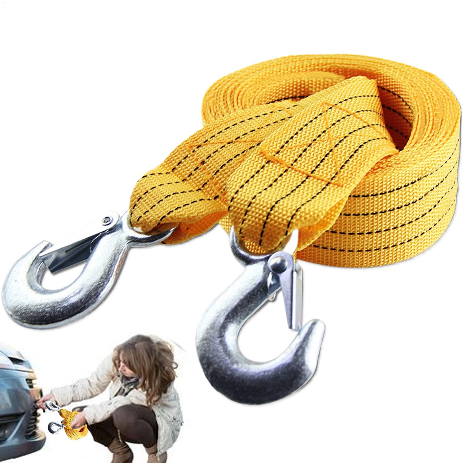 Nylon Tow Strap with Hooks, Nylon Recovery Rope for Vehicles, Vehicle Securing Tow Strap, Yellow Tow Cable for Cars, Auto Tow Strap with Hooks, Tow Cable for Trucks, RV Tow Strap, Heavy Duty Nylon von Opvonxeh