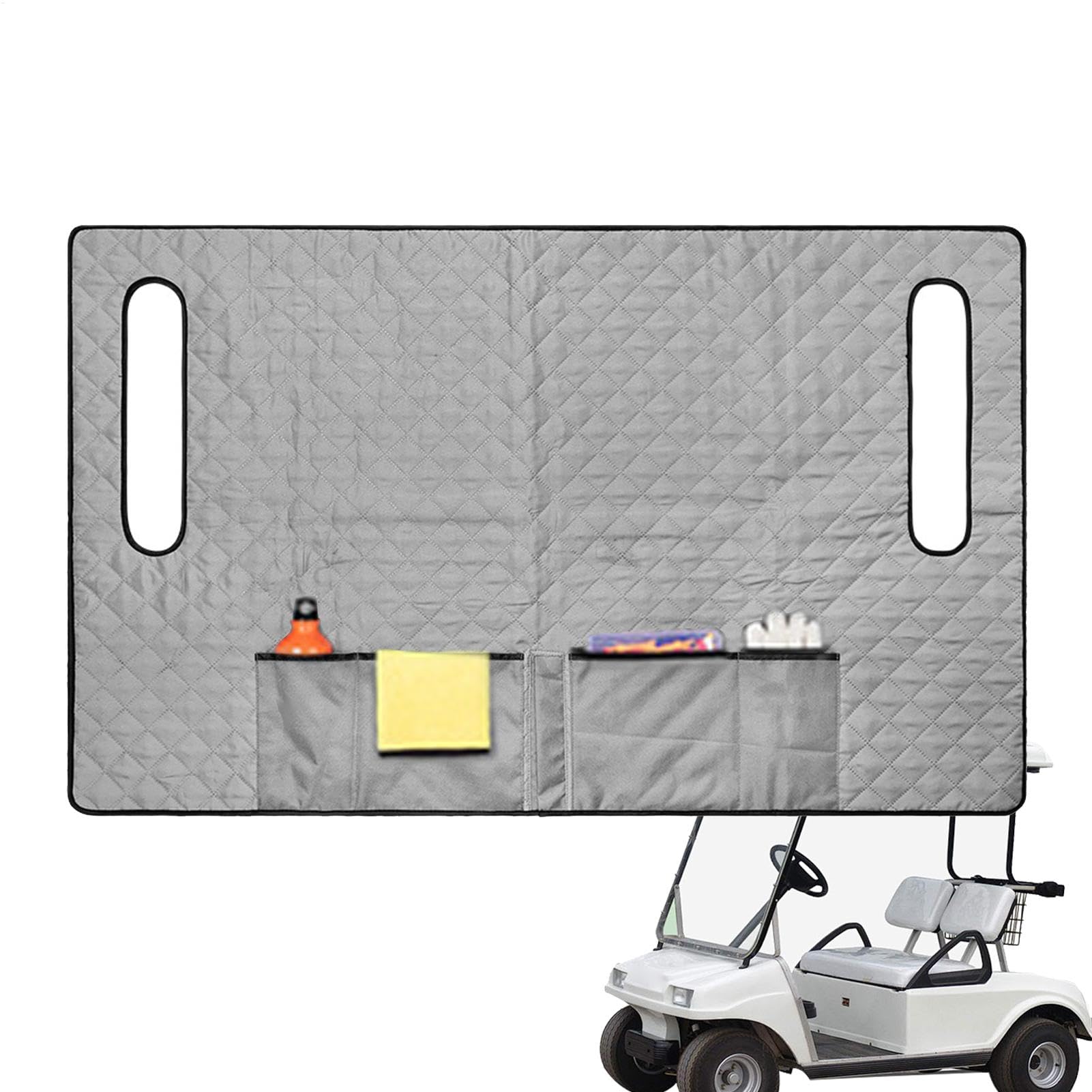 Opvonxeh Golfwagen-Sitzbezug-Decke,Golfwagen-Sitzbezug - Golfwagen-Sitzbezug mit 4 Vordertaschen,Sonnenbrillen-Wasserflaschen-Organizer, Golfwagen-Sitzbezug für Winter, Sommer von Opvonxeh