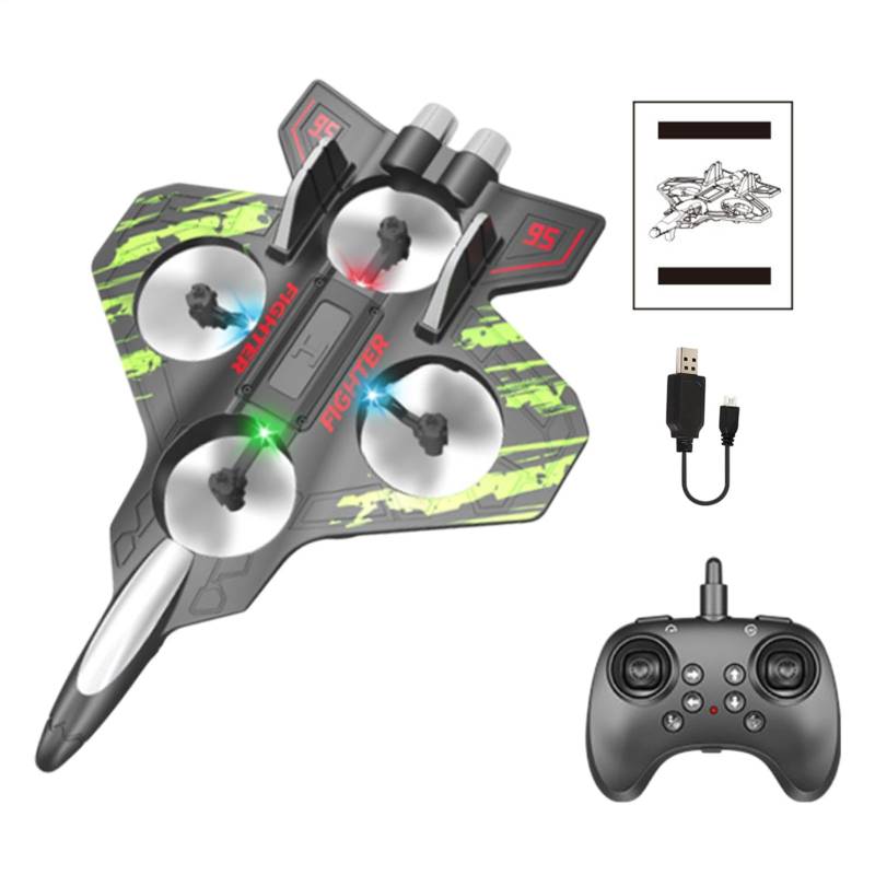 Opvonxeh Remote Control Plane, LED Light Up Foam RC Drohne, Foam Airplane Drohne, Flying Toy, 2,4 GHz Fighter Model Toy Quadcopter Airplanes Glider 2 Modi Flying Hubschrauber Spielzeug für von Opvonxeh