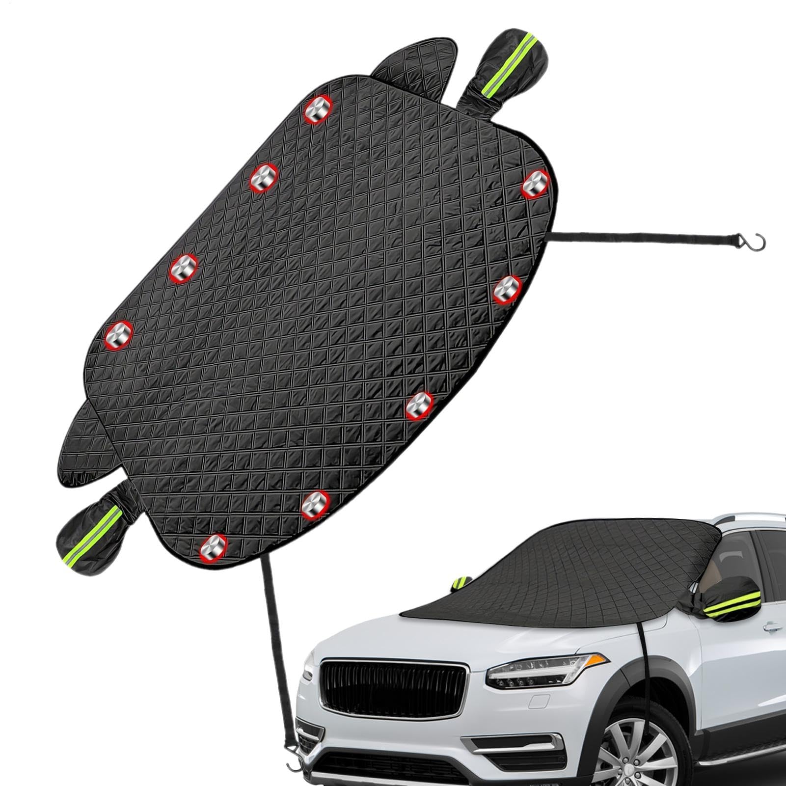 Windshield Cover for Ice and Snow, Car Winter Windscreen Frost Protector Guard, Color Black Windproof Winter Cover with Magnetic Edges for Truck and von Opvonxeh