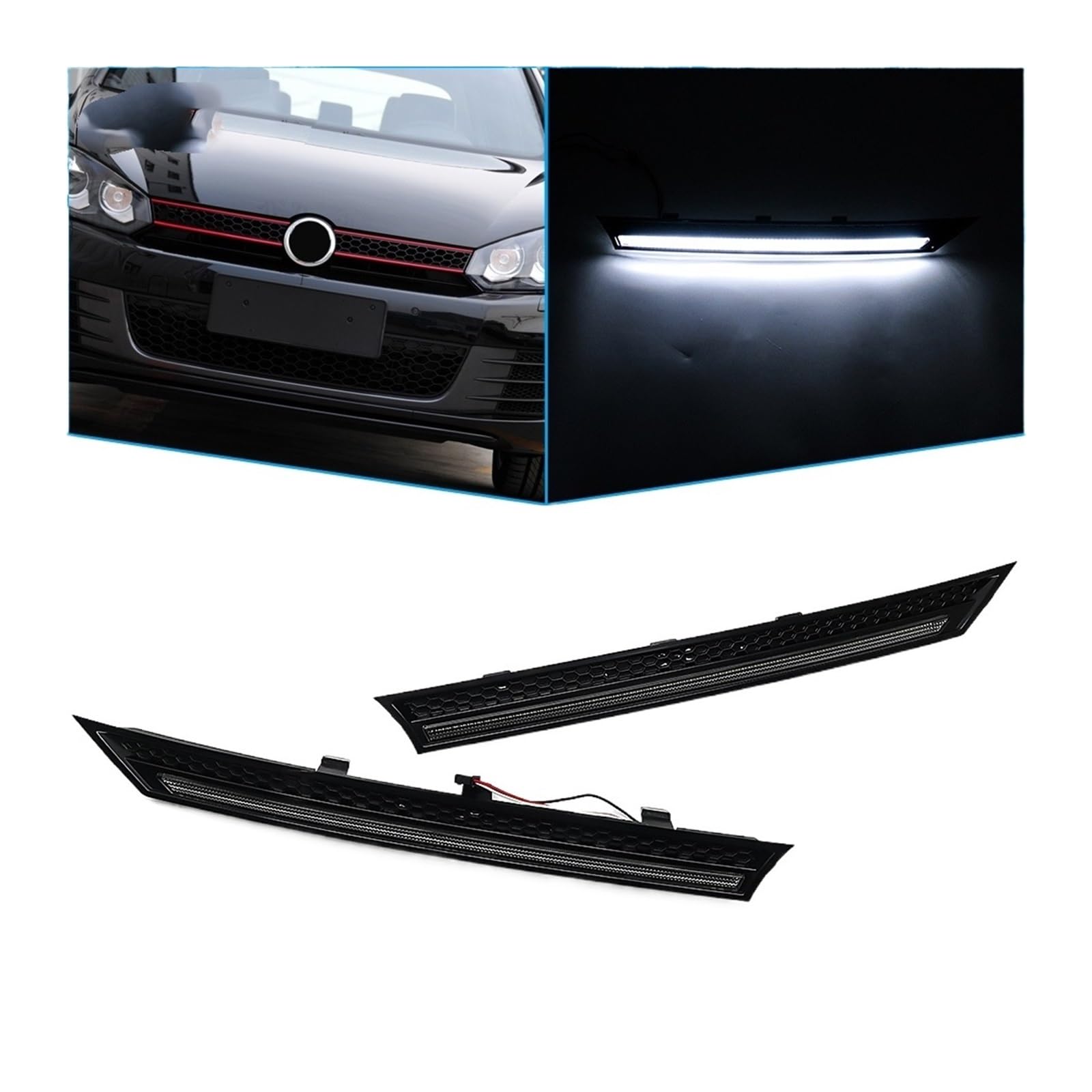 Dynamisches Front-Racing-Grilllicht, kompatibel for VW Golf 6 MK GTI 6 2009–2012, Auto-Stoßstangenbeleuchtung, Frontgrill-Licht, weiße Lampe (Color : FOR GOLF 6 GTI 10pin) von OrcoW