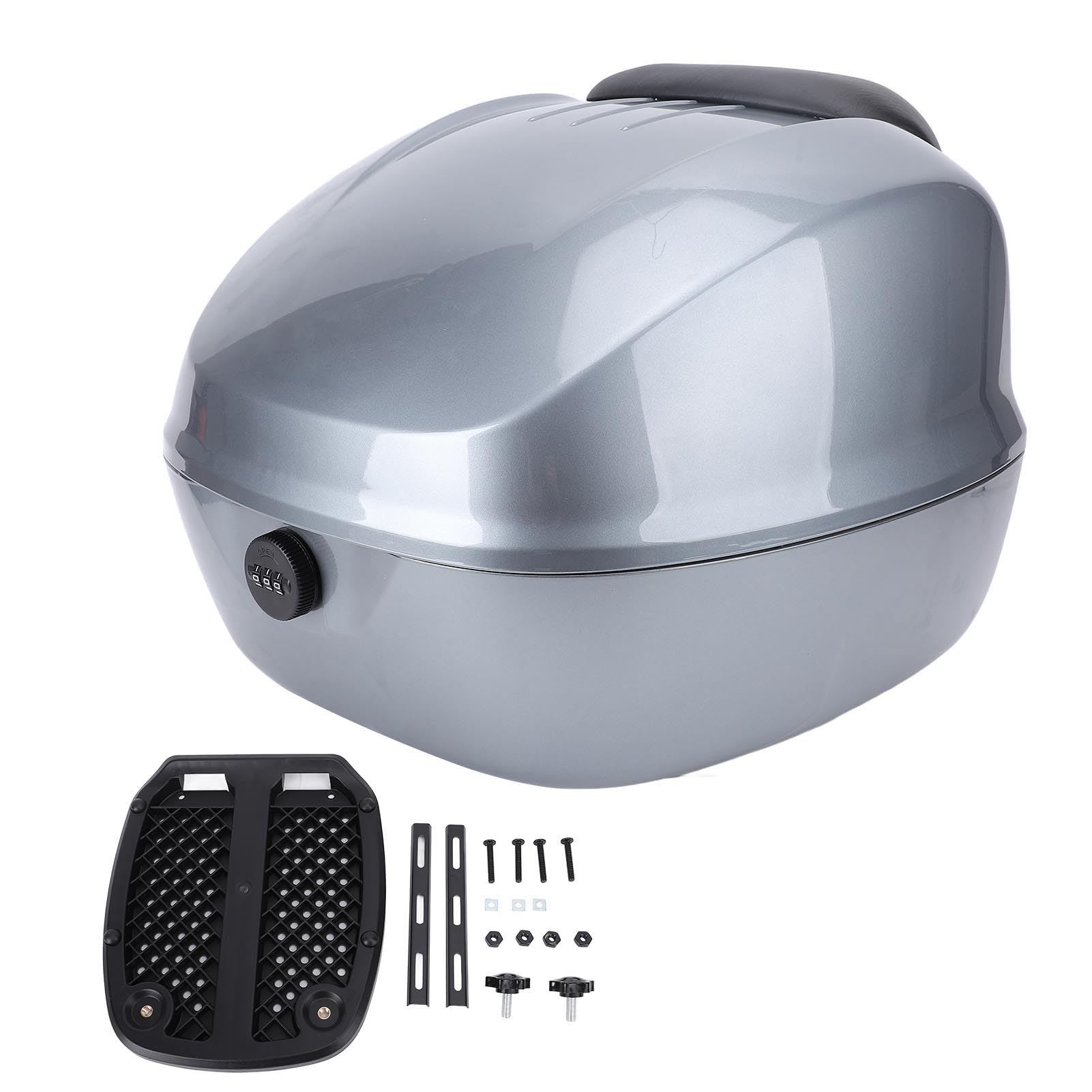 Motorrad Topcase, abschließbare Motorrad Heckbox, Motorrad Kofferraum Gepäckkoffer Motorrad Aufbewahrungskoffer Topbox für Helmgepäck (GREY) von Oreilet