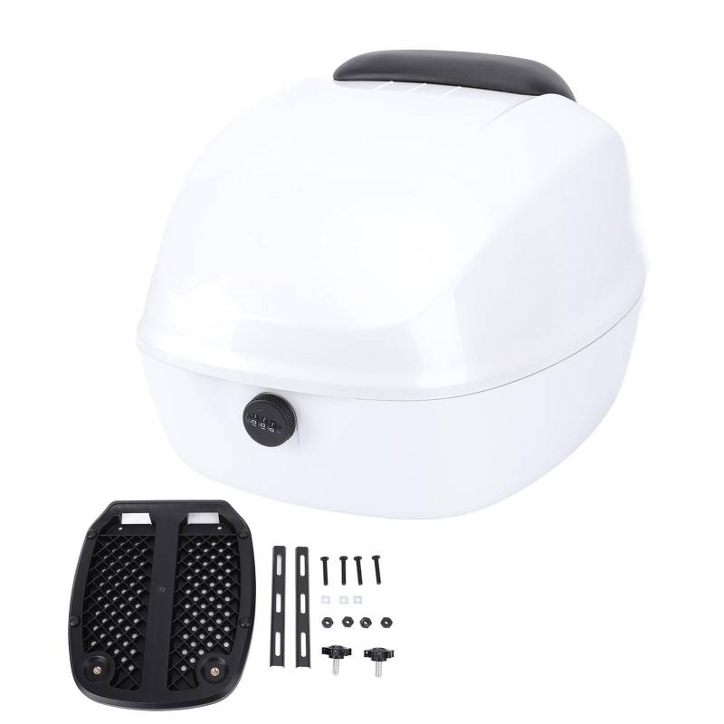 Motorrad Topcase, abschließbare Motorrad Heckbox, Motorrad Kofferraum Gepäckkoffer Motorrad Aufbewahrungskoffer Topbox für Helmgepäck (WHITE) von Oreilet