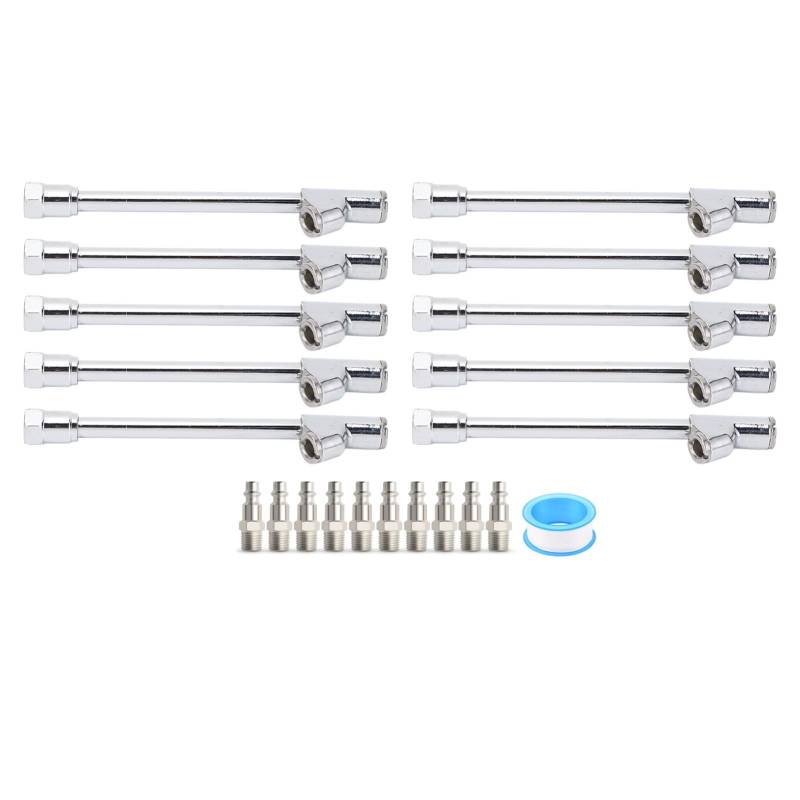 Oreilet 10 Sätze Doppelkopf Luftspannfutter mit Schnellstecker 1/4 Zoll FNPT, 2 Wege Verbindungs Luftspannfutter, Reifenaufblas Luftspannfutter für LKW Auto Reifenmesser Luftkompressor von Oreilet