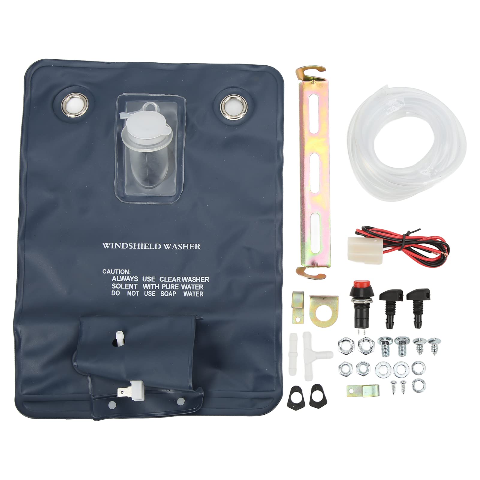 12V Universal Scheibenwaschpumpenbeutel Kit, Scheibenwaschbehälter mit Pumpe, Scheibenwaschflüssigkeitspumpe mit Düsenknopfschalter, Autoreinigungswerkzeug für Oldtimer von Oreq