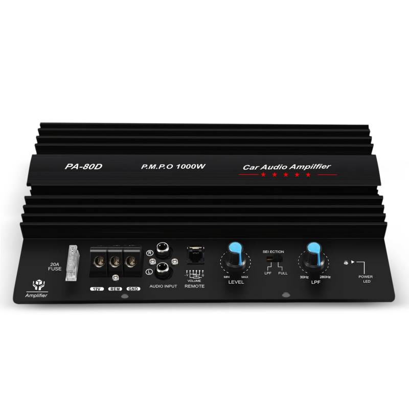 Orolotay 12V 1000W Mono Auto Audio Endstufe Leistungsstarke Bass Subwoofer Amp PA80D von Orolotay