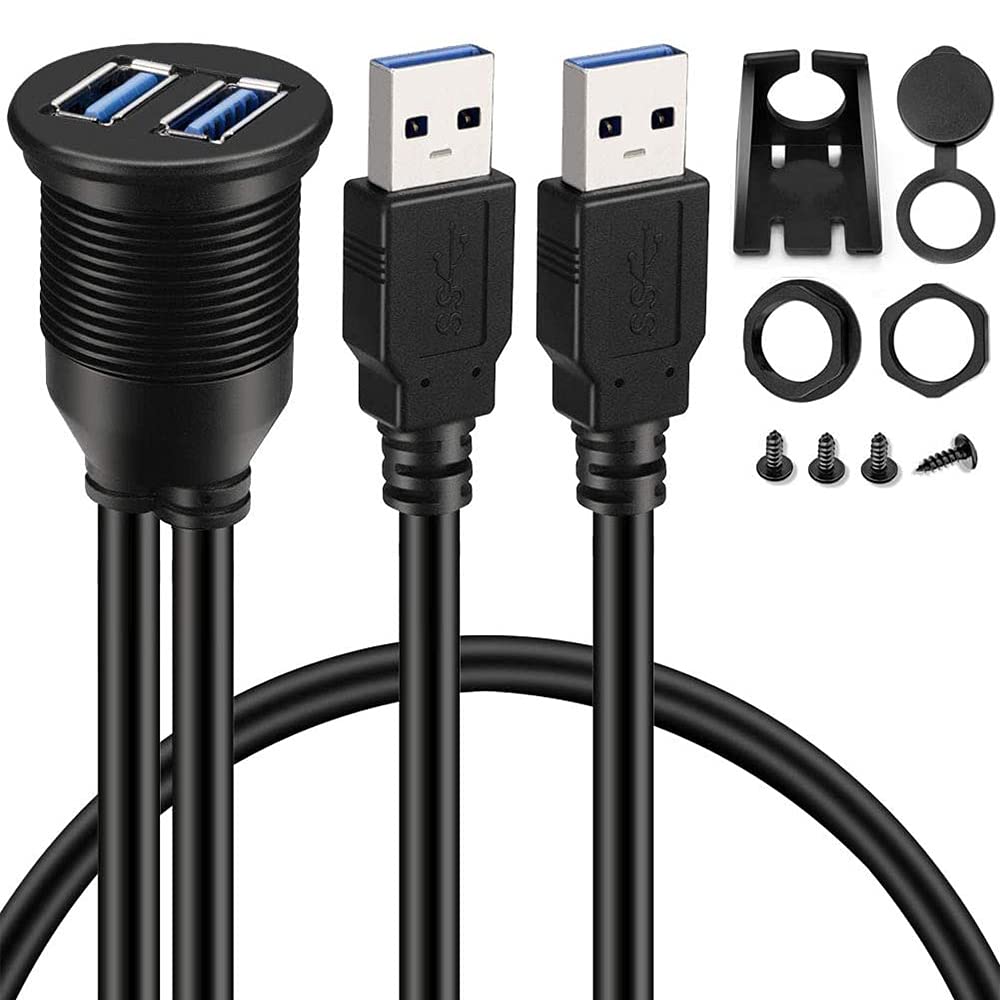 Orolotay 2 Ports Dual USB 3.0 AUX Unterputz Auto Halterung VerläNgerungs Kabel für Auto Boot Motorrad Armaturen Brett - 3 Fuß von Orolotay