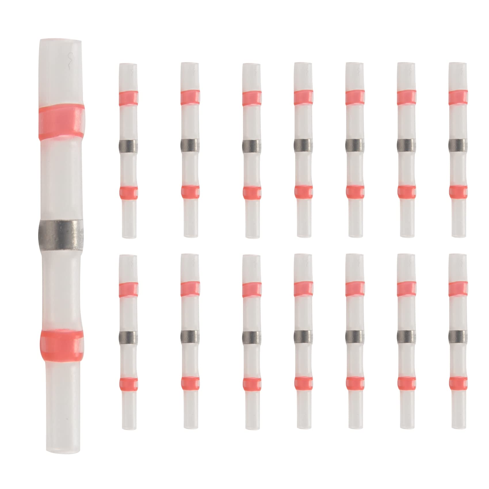 Orolotay 50 Stücke Solder Seal Wire Connectors, SchrumpfstoßVerbinder Wasserdicht Isolierte Elektrische StoßKlemmen für Automotive Marine, 22-18 Awg, Rot von Orolotay