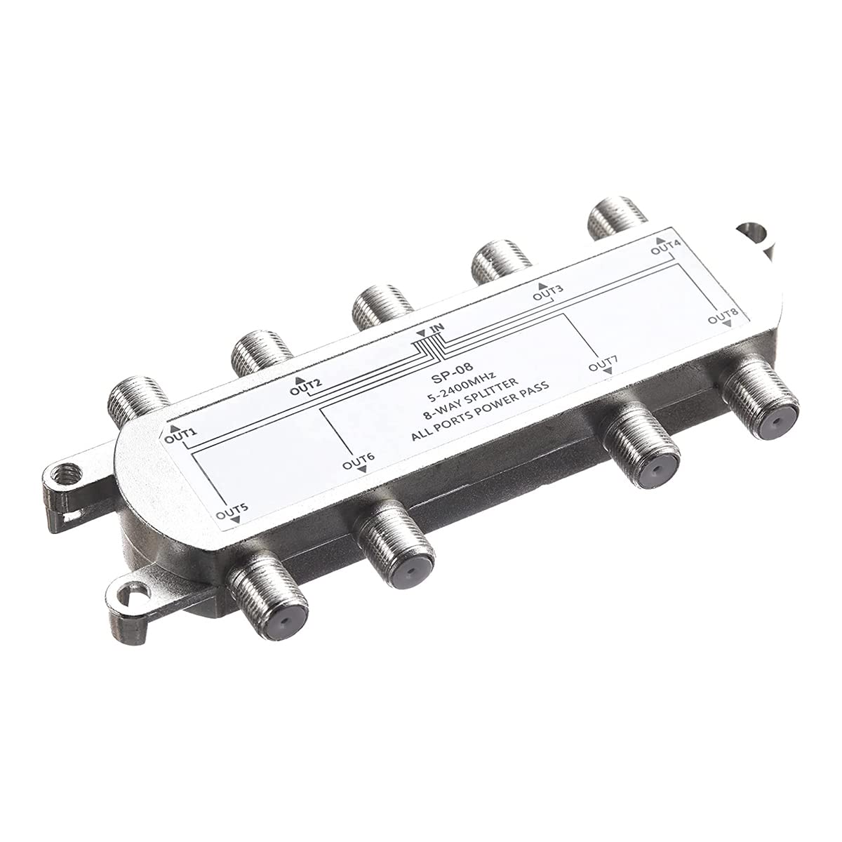 Orolotay Digitaler 8-Wege-Koaxialkabel-Splitter 5-2400 MHz, RG6-Kompatibel, Funktioniert mit Analogen/Digitalen TV-Verbindungen und Internet von Orolotay