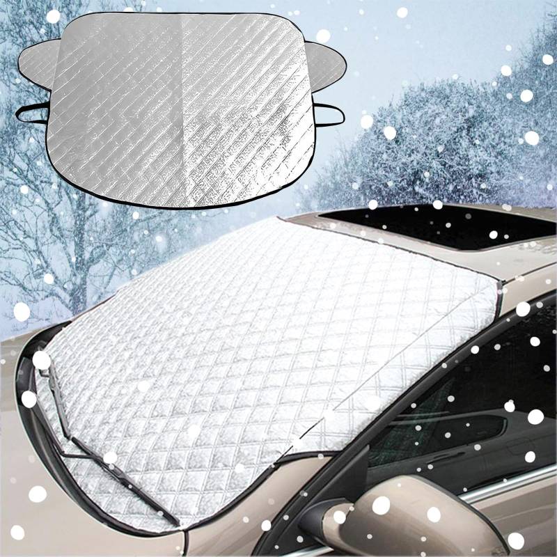 Orssmigs Auto Frontscheibenabdeckung Windschutzscheibenabdeckung Winter Dicker Faltbare Scheibenabdeckung Winter Abnehmbare Eisschutzfolie Auto Frontscheibe für Gegen Schnee,EIS,Frost,147x100 cm von Orssmigs