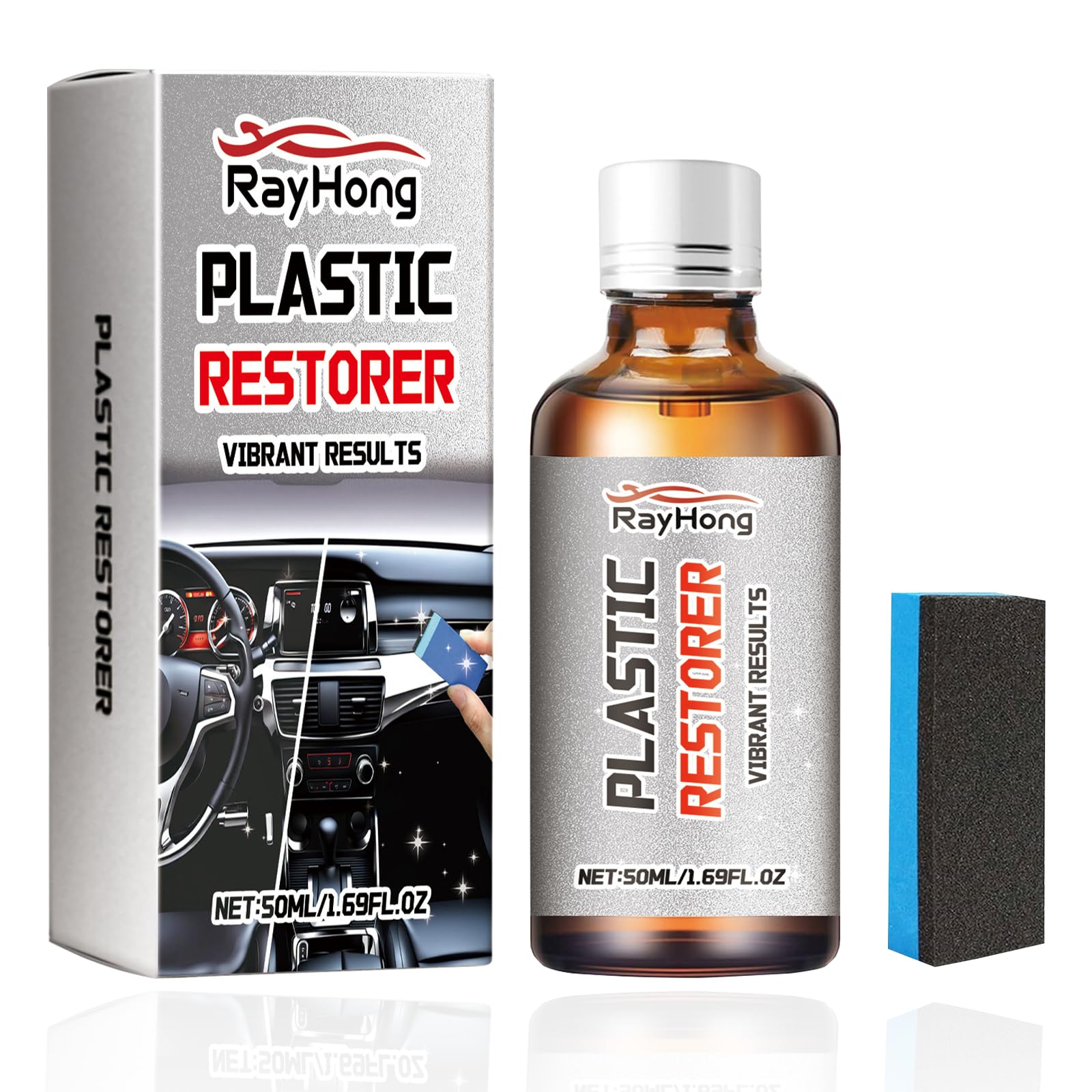 Ortviai 50 ml Back to Black Trim Restorer, Kunststoff Restorer für Autos Vielseitig, 2024 Neuer Auto Kunststoff Restorer Schwarz, Schwarz Trim Restorer für Auto Innenreiniger und Auto Detaillierung, von Ortviai