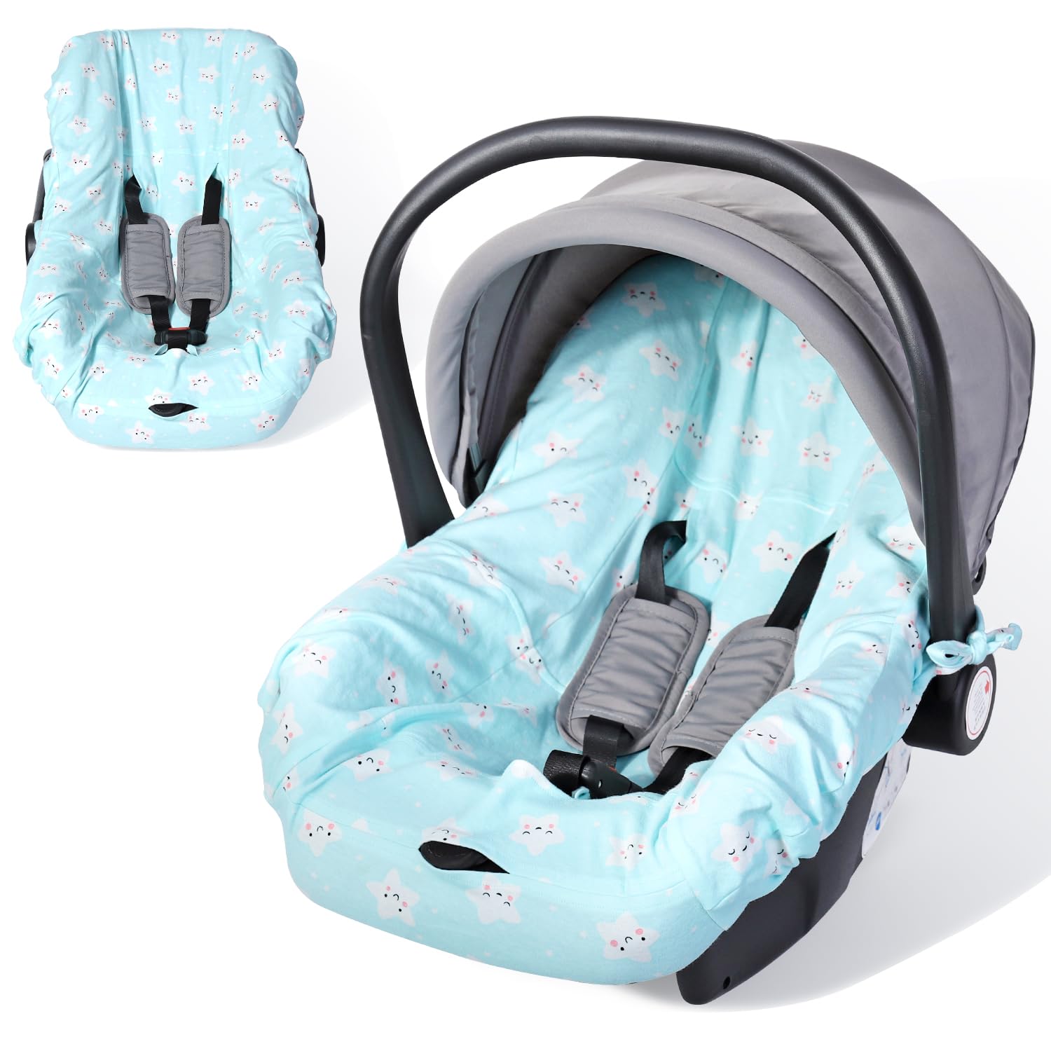 Orzbow Universal Bezug für Babyschale,Schutzbezug aus 100% Baumwolle,Perfekter Passform für Babyschale (z.B. Maxi Cosi,CabrioFix,Pebble),Atmungsaktiv gegen Schwitzen, Maschinenwaschbar (Blaues) von Orzbow