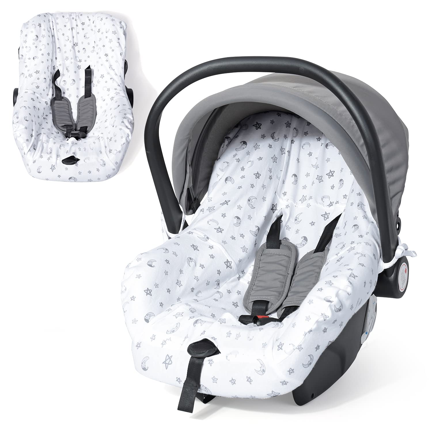 Orzbow Universal Bezug für Babyschale,Schutzbezug aus 100% Baumwolle,Perfekter Passform für Babyschale (z.B. Maxi Cosi,CabrioFix,Pebble),Atmungsaktiv gegen Schwitzen, Maschinenwaschbar (Weiß) von Orzbow