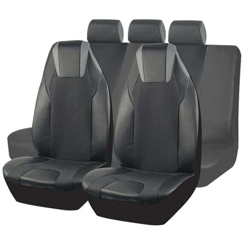 OscitY Auto Leder vorher nachher Sitzbezügesets, Für Lynk & Co 01 Sitz Wasserdicht Atmungsaktiv rutschfest Schonbezüge Innenraum Zubehör,A/Black-7PCS von OscitY